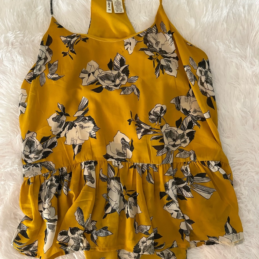 Mustard yellow tank with flowers